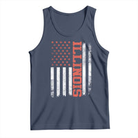 Illinois Pride Tank Top Vintage American Flag Distressed Varsity Aesthetic Letters IL State
