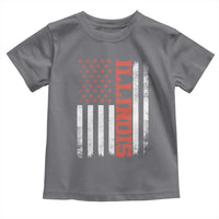 Illinois Pride Toddler T Shirt Vintage American Flag Distressed Varsity Aesthetic Letters IL State