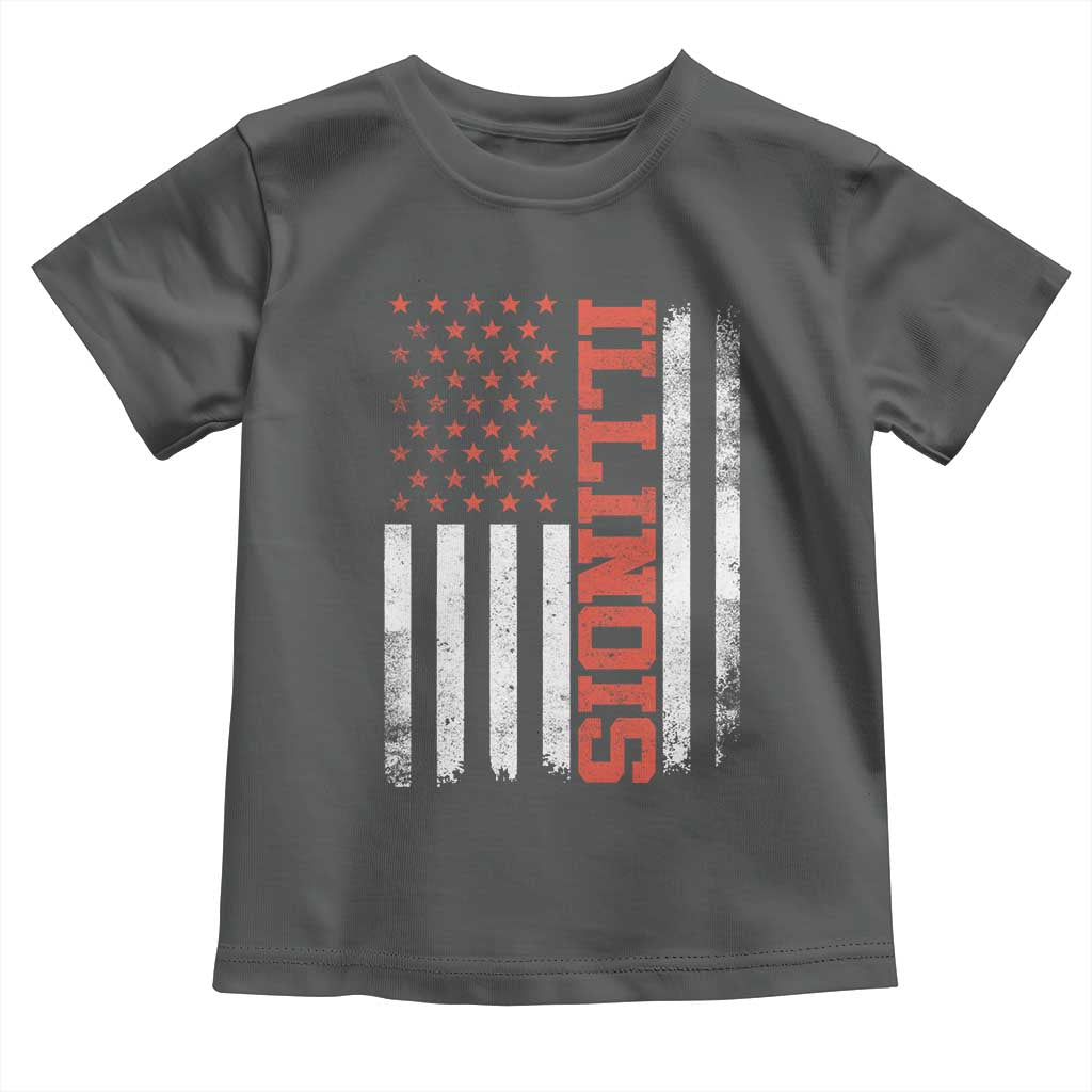 Illinois Pride Toddler T Shirt Vintage American Flag Distressed Varsity Aesthetic Letters IL State