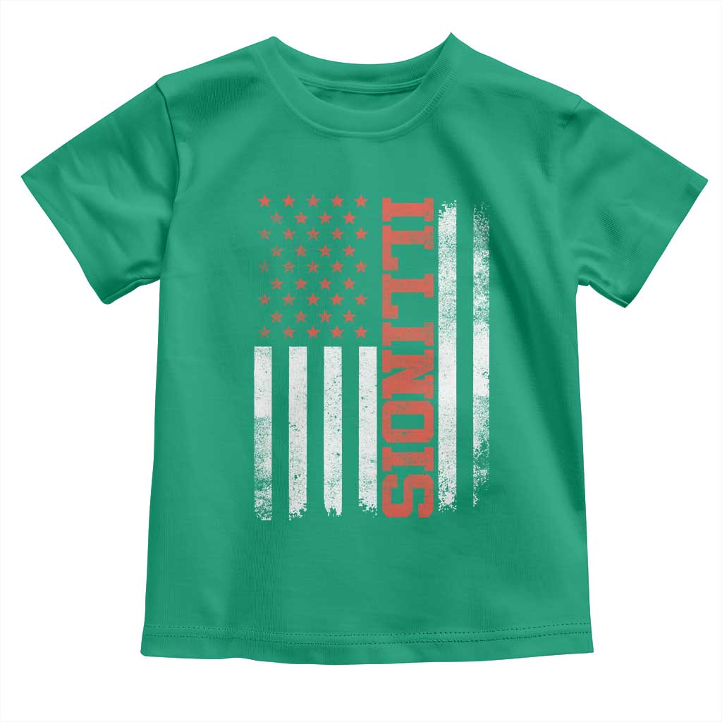 Illinois Pride Toddler T Shirt Vintage American Flag Distressed Varsity Aesthetic Letters IL State