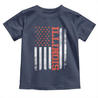 Illinois Pride Toddler T Shirt Vintage American Flag Distressed Varsity Aesthetic Letters IL State