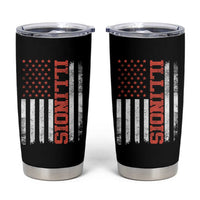 Illinois Pride Tumbler Cup Vintage American Flag Distressed Varsity Aesthetic Letters IL State