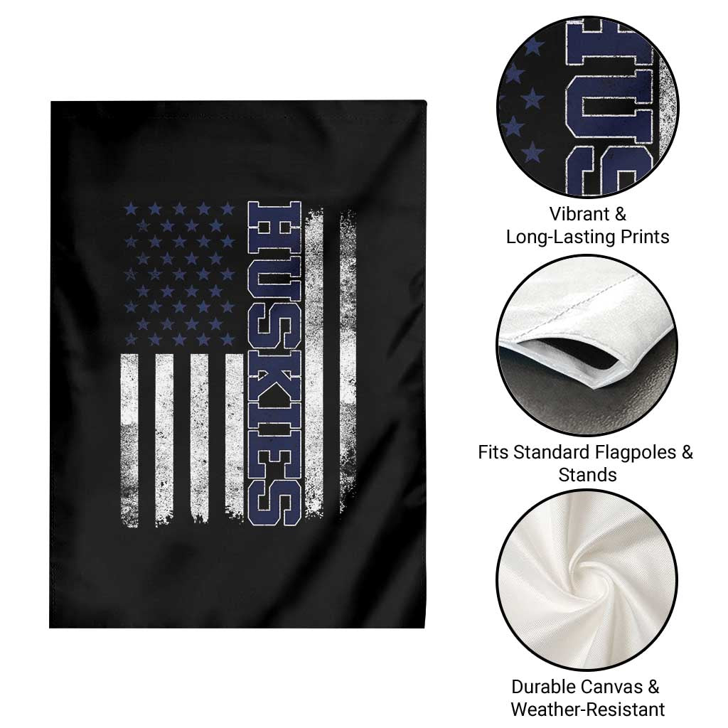 Husky Lover Sports Varsity Aesthetic Letters Vintage American Flag Garden Flag