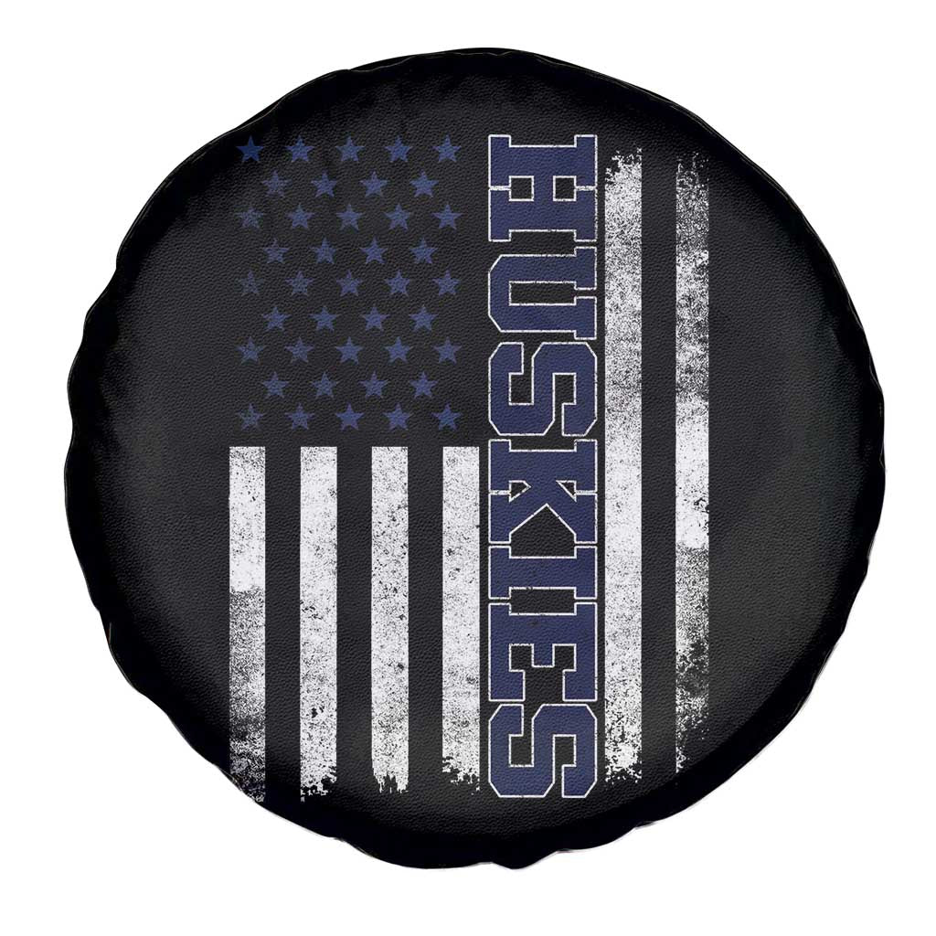 Husky Lover Sports Varsity Aesthetic Letters Vintage American Flag Spare Tire Cover