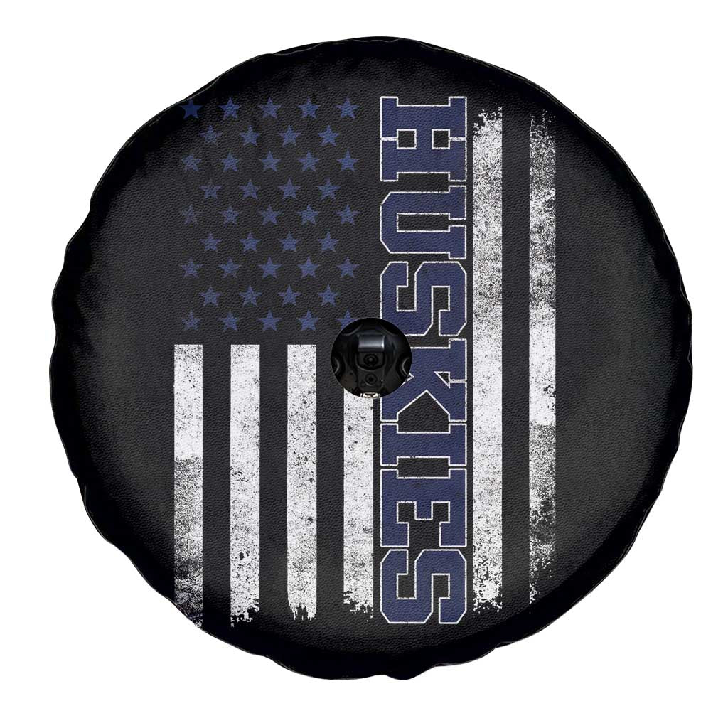 Husky Lover Sports Varsity Aesthetic Letters Vintage American Flag Spare Tire Cover