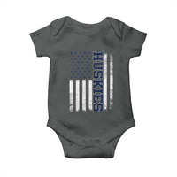 Husky Lover Sports Varsity Aesthetic Letters Vintage American Flag Baby Onesie