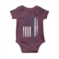 Husky Lover Sports Varsity Aesthetic Letters Vintage American Flag Baby Onesie