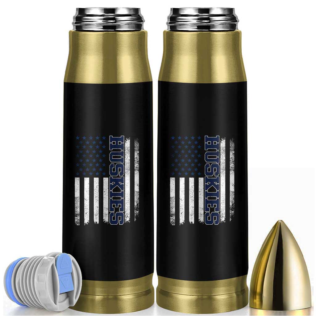 Husky Lover Sports Varsity Aesthetic Letters Vintage American Flag Bullet Tumbler