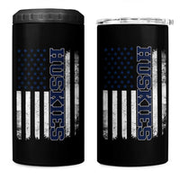 Husky Lover Sports Varsity Aesthetic Letters Vintage American Flag 4 in 1 Can Cooler Tumbler