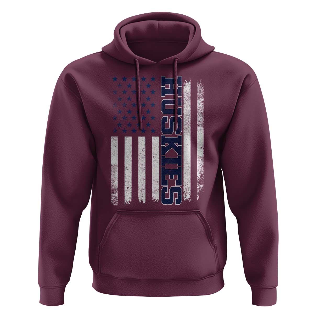 Husky Lover Sports Varsity Aesthetic Letters Vintage American Flag Hoodie