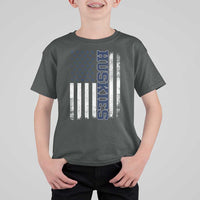 Husky Lover Sports Varsity Aesthetic Letters Vintage American Flag T Shirt For Kid