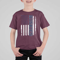 Husky Lover Sports Varsity Aesthetic Letters Vintage American Flag T Shirt For Kid