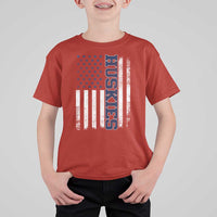Husky Lover Sports Varsity Aesthetic Letters Vintage American Flag T Shirt For Kid