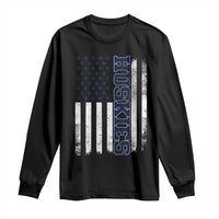 Husky Lover Sports Varsity Aesthetic Letters Vintage American Flag Long Sleeve Shirt