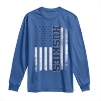Husky Lover Sports Varsity Aesthetic Letters Vintage American Flag Long Sleeve Shirt