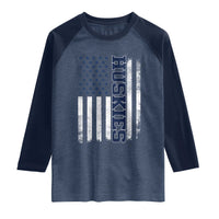 Husky Lover Sports Varsity Aesthetic Letters Vintage American Flag Raglan Shirt