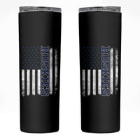 Husky Lover Sports Varsity Aesthetic Letters Vintage American Flag Skinny Tumbler