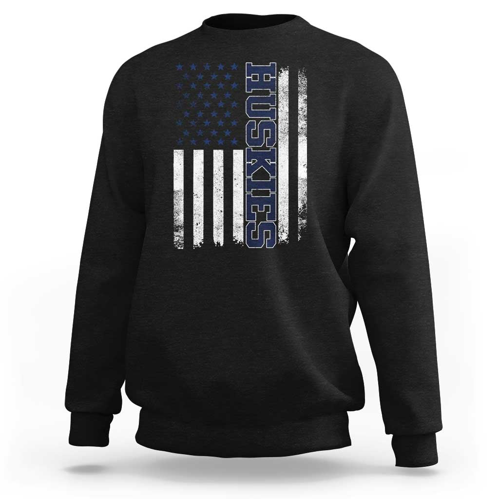 Husky Lover Sports Varsity Aesthetic Letters Vintage American Flag Sweatshirt
