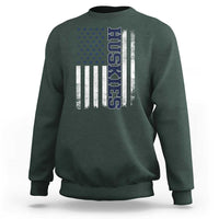 Husky Lover Sports Varsity Aesthetic Letters Vintage American Flag Sweatshirt