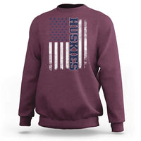Husky Lover Sports Varsity Aesthetic Letters Vintage American Flag Sweatshirt