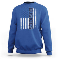 Husky Lover Sports Varsity Aesthetic Letters Vintage American Flag Sweatshirt