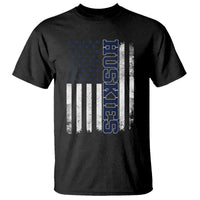 Husky Lover Sports Varsity Aesthetic Letters Vintage American Flag T Shirt