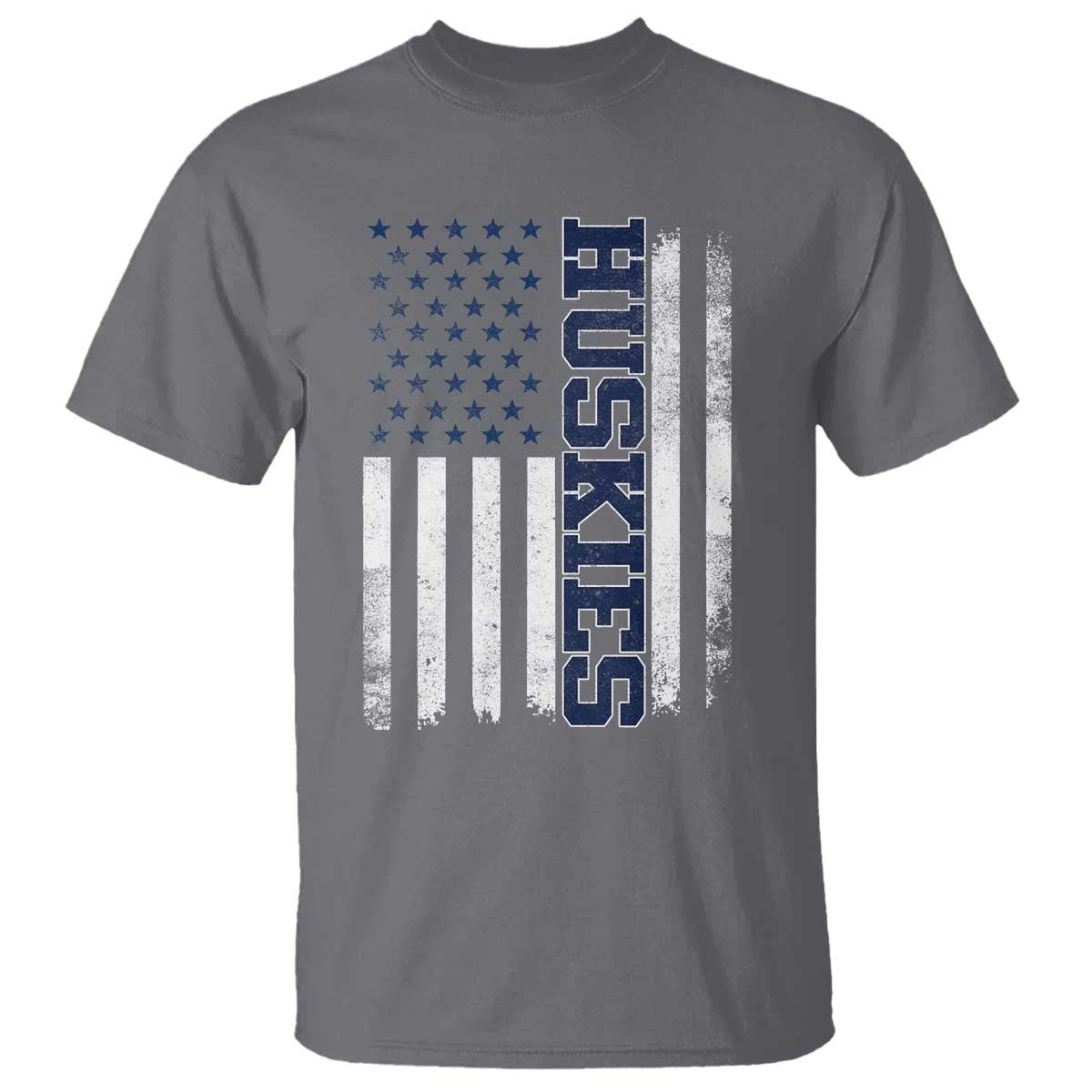 Husky Lover Sports Varsity Aesthetic Letters Vintage American Flag T Shirt