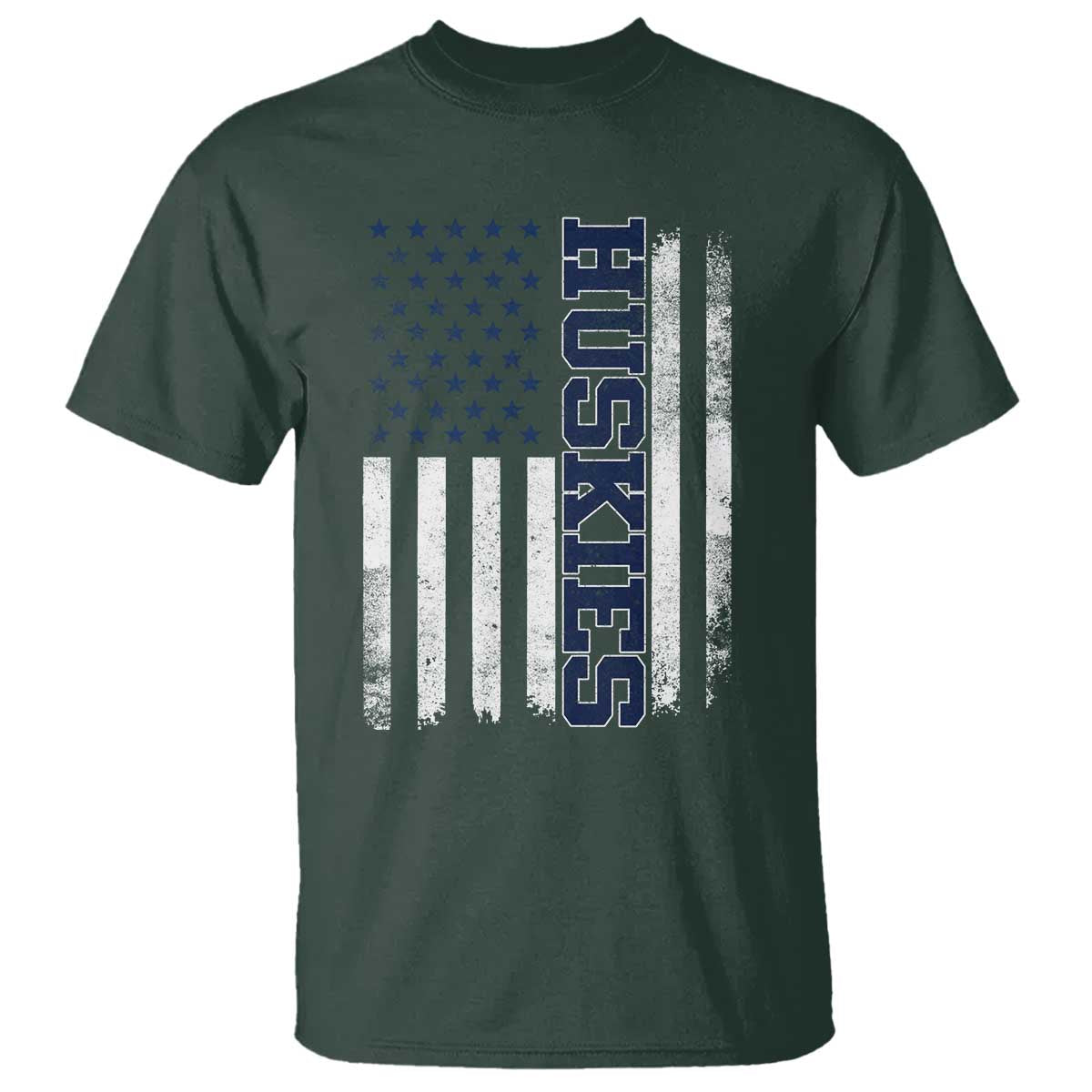 Husky Lover Sports Varsity Aesthetic Letters Vintage American Flag T Shirt