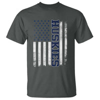 Husky Lover Sports Varsity Aesthetic Letters Vintage American Flag T Shirt