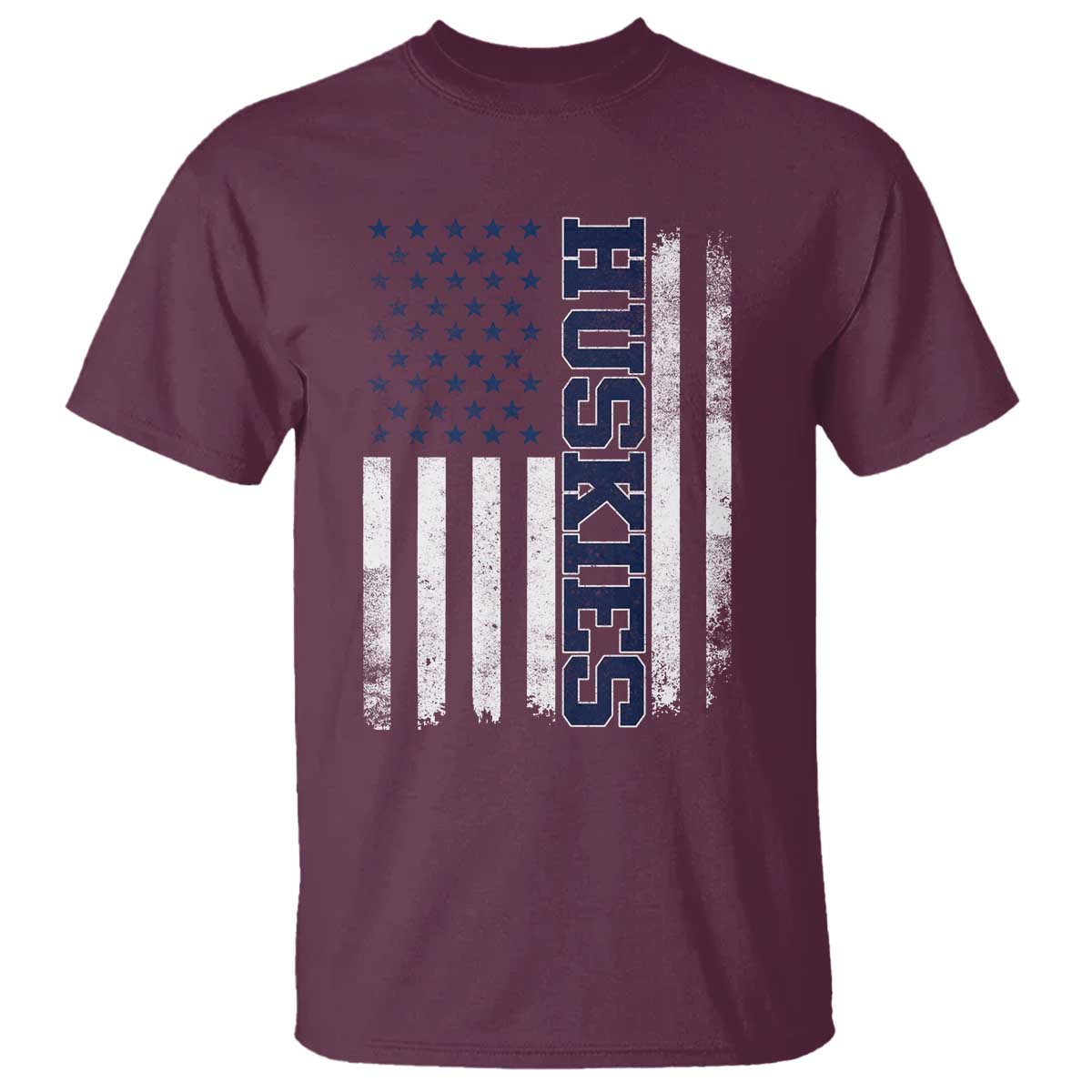 Husky Lover Sports Varsity Aesthetic Letters Vintage American Flag T Shirt