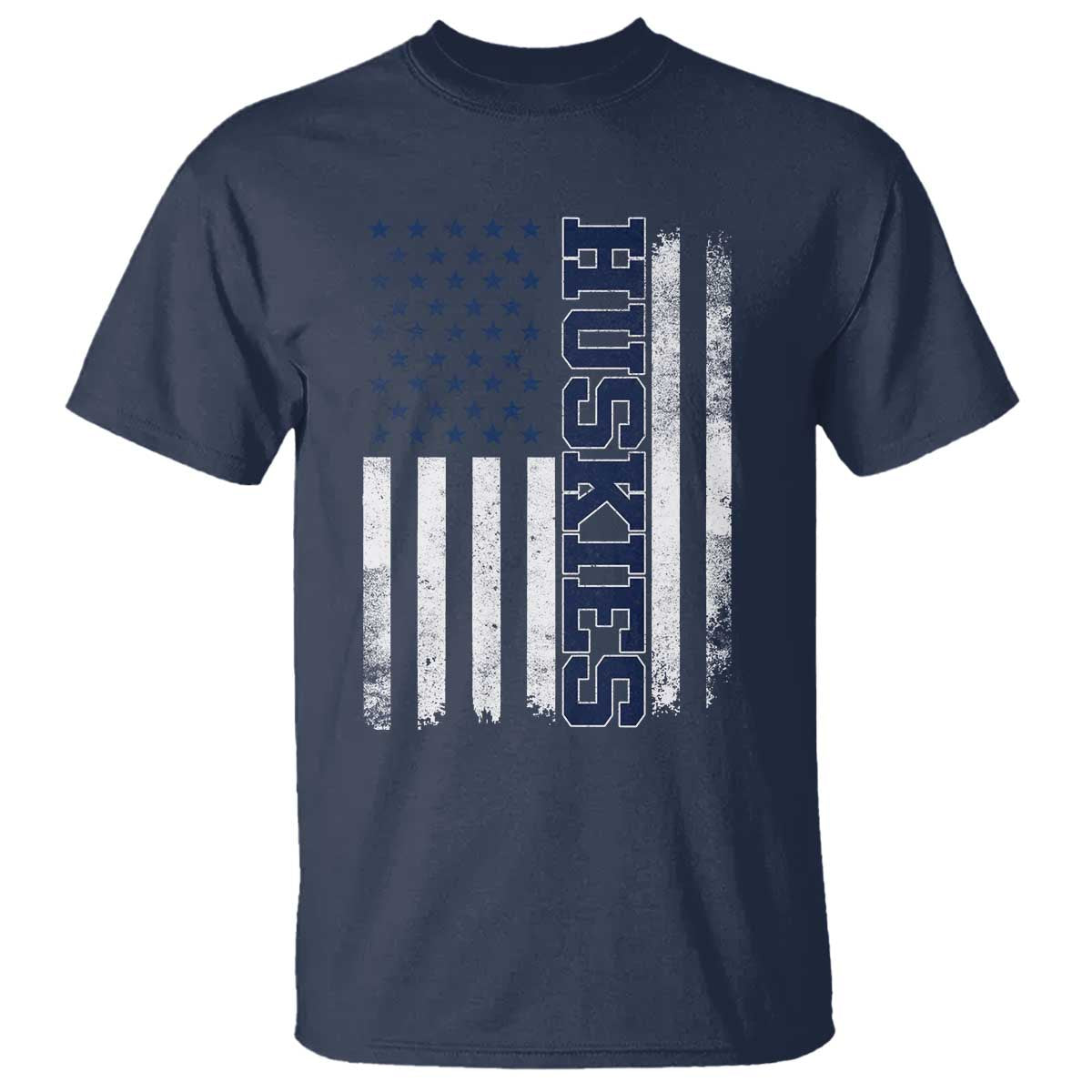 Husky Lover Sports Varsity Aesthetic Letters Vintage American Flag T Shirt