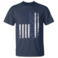 Husky Lover Sports Varsity Aesthetic Letters Vintage American Flag T Shirt
