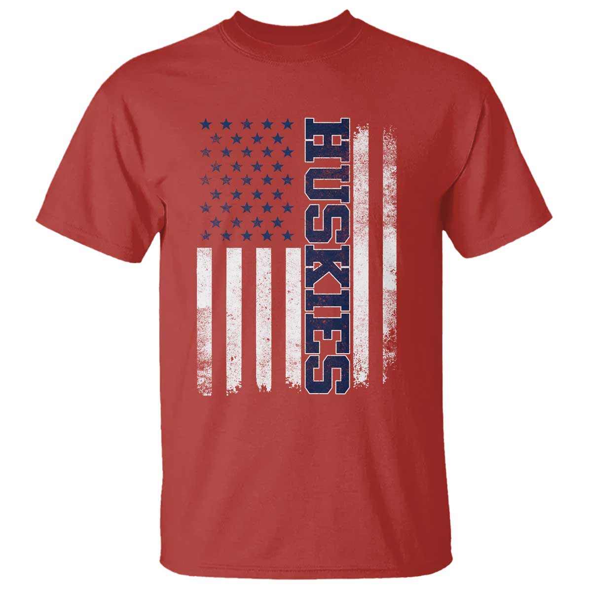 Husky Lover Sports Varsity Aesthetic Letters Vintage American Flag T Shirt