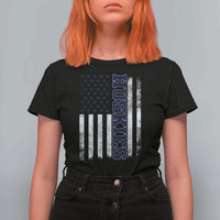 Husky Lover Sports Varsity Aesthetic Letters Vintage American Flag T Shirt For Women