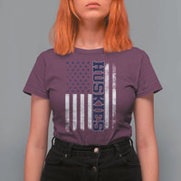 Husky Lover Sports Varsity Aesthetic Letters Vintage American Flag T Shirt For Women