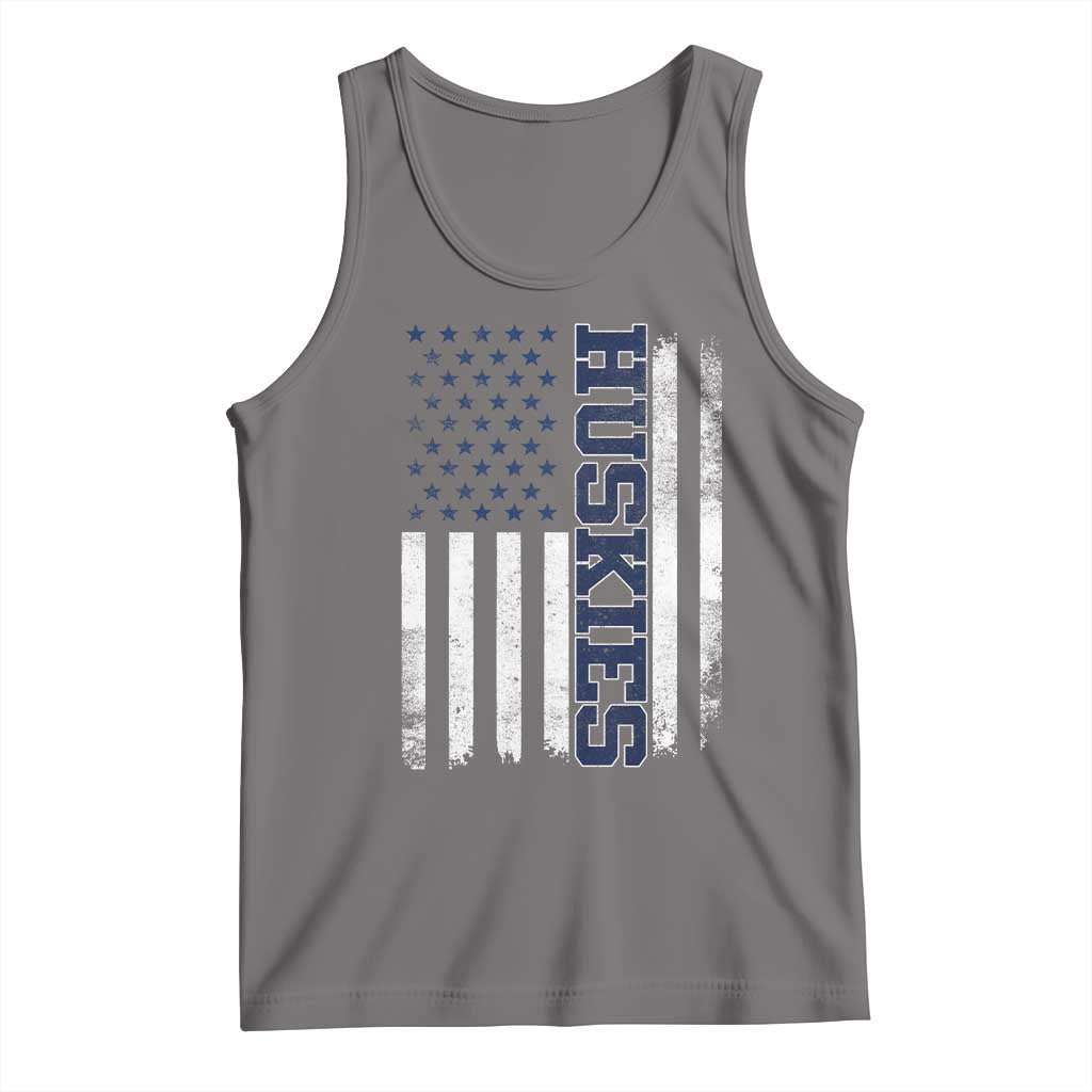 Husky Lover Sports Varsity Aesthetic Letters Vintage American Flag Tank Top