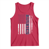 Husky Lover Sports Varsity Aesthetic Letters Vintage American Flag Tank Top