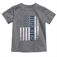 Husky Lover Sports Varsity Aesthetic Letters Vintage American Flag Toddler T Shirt