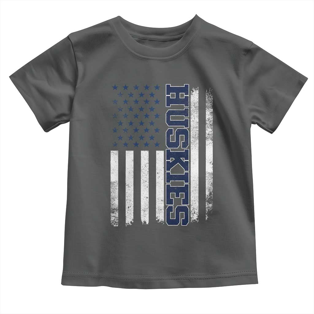 Husky Lover Sports Varsity Aesthetic Letters Vintage American Flag Toddler T Shirt