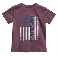Husky Lover Sports Varsity Aesthetic Letters Vintage American Flag Toddler T Shirt