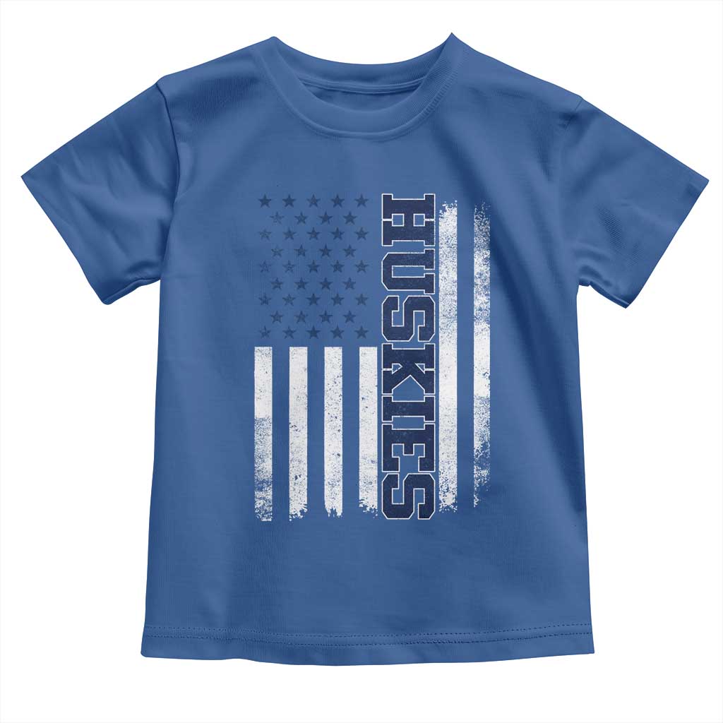 Husky Lover Sports Varsity Aesthetic Letters Vintage American Flag Toddler T Shirt
