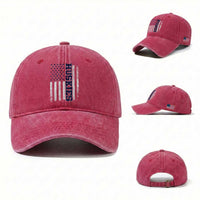 Husky Lover Sports Varsity Aesthetic Letters Vintage American Flag Washed Cotton Baseball Cap