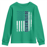 Husky Lover Sports Varsity Aesthetic Letters Vintage American Flag Youth Sweatshirt