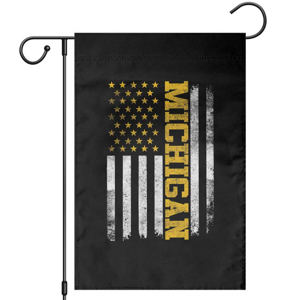 Michigan Pride Garden Flag Vintage American Flag Distressed Varsity Aesthetic Letters MI State