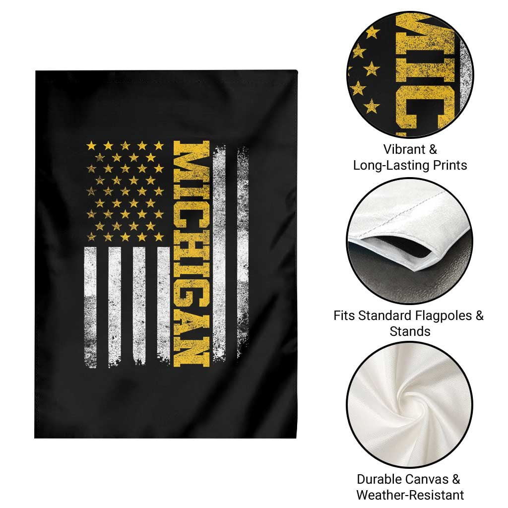 Michigan Pride Garden Flag Vintage American Flag Distressed Varsity Aesthetic Letters MI State