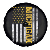 Michigan Pride Spare Tire Cover Vintage American Flag Distressed Varsity Aesthetic Letters MI State