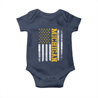 Michigan Pride Baby Onesie Vintage American Flag Distressed Varsity Aesthetic Letters MI State