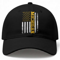 Michigan Pride Baseball Cap Vintage American Flag Distressed Varsity Aesthetic Letters MI State