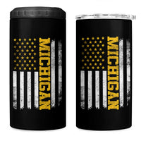 Michigan Pride 4 in 1 Can Cooler Tumbler Vintage American Flag Distressed Varsity Aesthetic Letters MI State