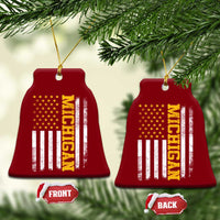 Michigan Pride Ceramic Ornament Vintage American Flag Distressed Varsity Aesthetic Letters MI State